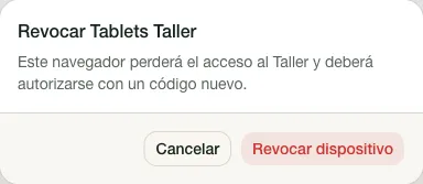 Confirmación para revocar el acceso de un dispositivo.