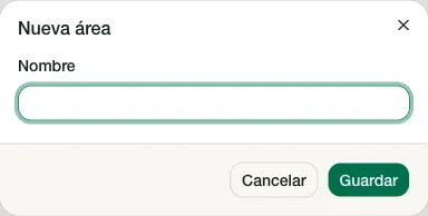 Formulario para crear un área.